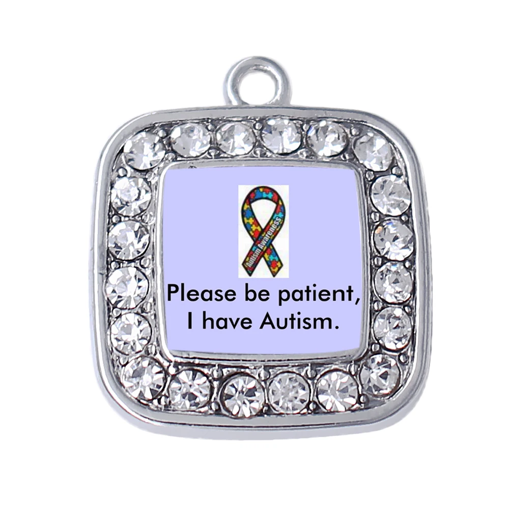 Autistic please be patient i have autism awareness charm puzzle piece ribbon jewelry making accessory zinc alloy craft gift diy | Украшения