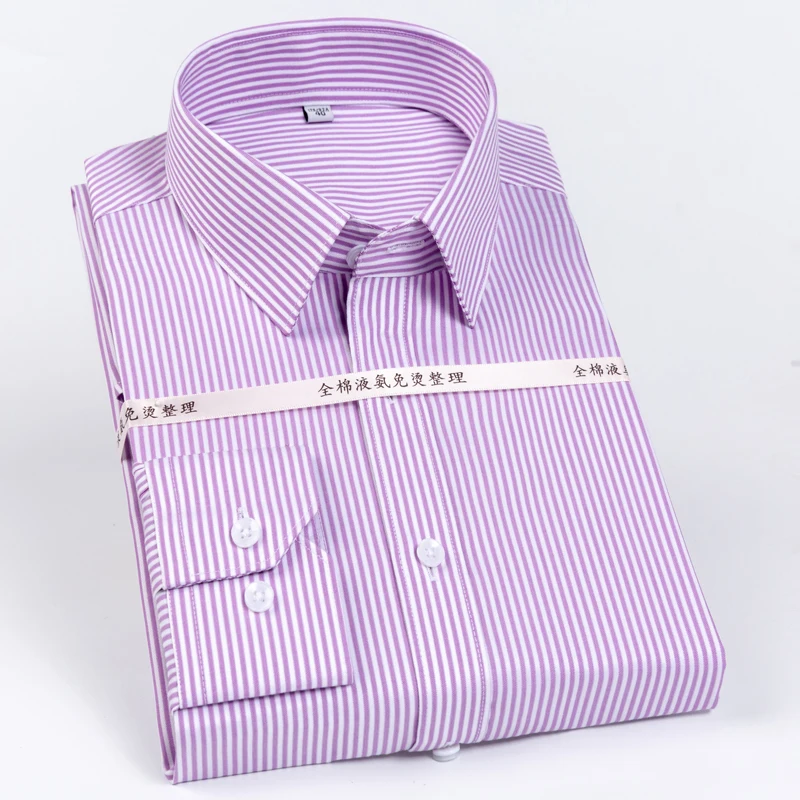 Mens 100% Cotton Standard-fit Striped Dress Shirts Long Sleeve Easy Care Button-down Shirt Formal Business Premium Male Clothing
Mens 100% Cotton Standard-fit Striped Dress Shirts Long Sleeve Easy Care Button-down Shirt Formal Business Premium Male Clothing