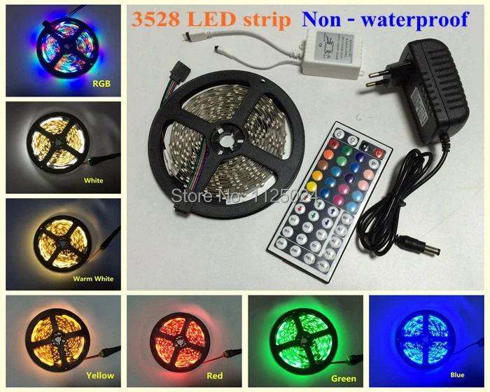 RGB Светодиодная лента 5 м 300Led 3528 SMD 44 Клавиша ИК пульт дистанционного управления 12В