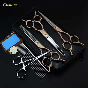 Custom 5 kit japan steel 6.5 inch rose Pet dog grooming hair scissors cutting shears pet thinning barber hairdressing scissors
Custom 5 kit japan steel 6.5 inch rose Pet dog grooming hair scissors cutting shears pet thinning barber hairdressing scissors