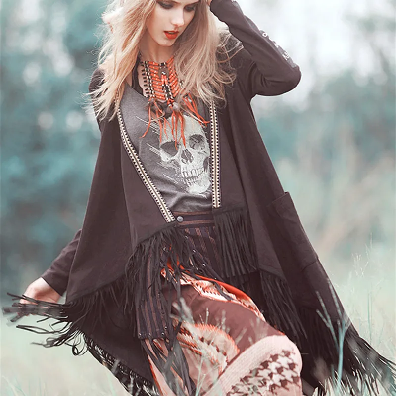 Aporia.AS Spring Novelty Indian Embroidery Tassel Flock Suede Loose Plus Size Outerwear Casaul All-Match Open Stitch LongTrench
Aporia.AS Spring Novelty Indian Embroidery Tassel Flock Suede Loose Plus Size Outerwear Casaul All-Match Open Stitch LongTrench