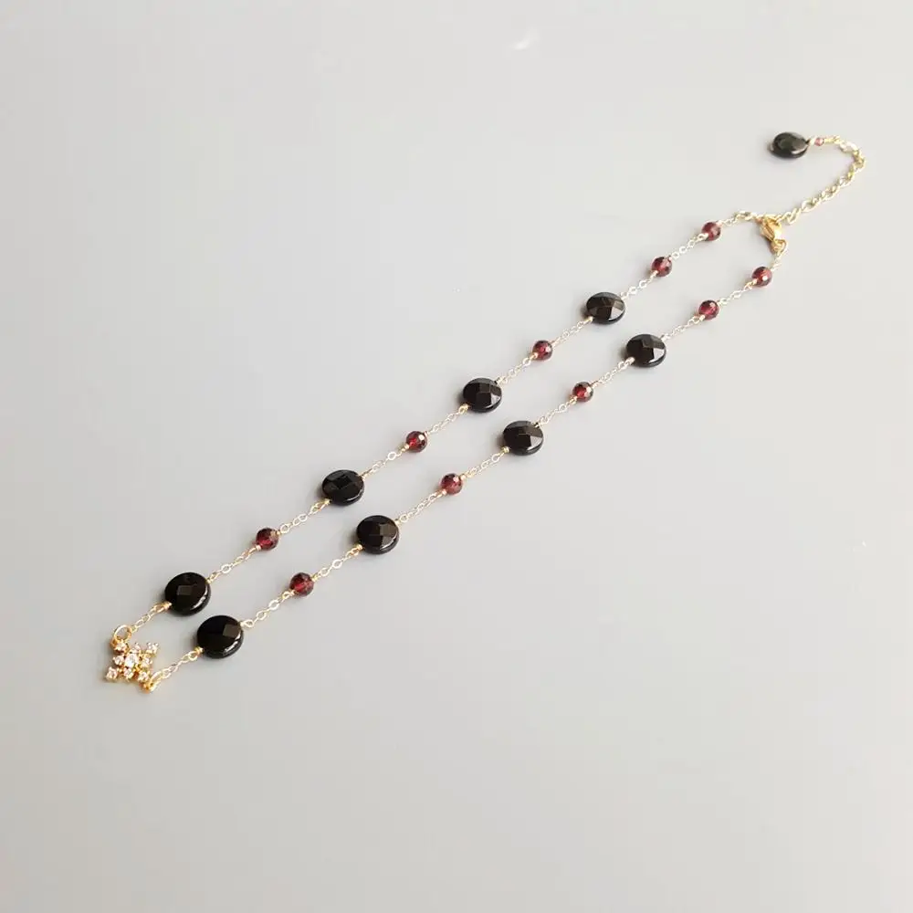 Lii Ji Genuine Stone Black Agate Red Garnet Zircon Snowflake Charm 9K-GF Delicated Handmade Necklace 36cm+5cm
Lii Ji Genuine Stone Black Agate Red Garnet Zircon Snowflake Charm 9K-GF Delicated Handmade Necklace 36cm+5cm