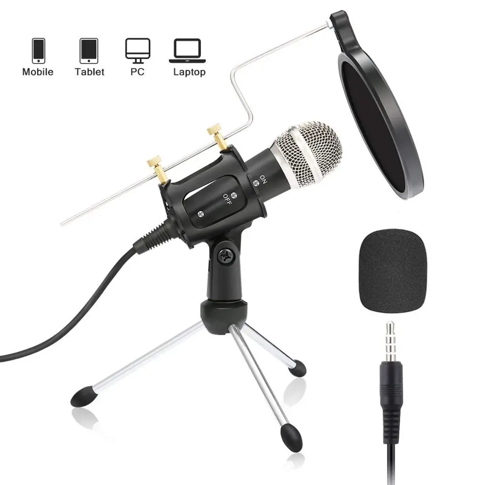 Professional Condenser Microphone Kit 3.5mm Podcast Mikrofon Studio Recording Mic with Tripod for Phone Laptop PC Karaoke Gaming
Professional Condenser Microphone Kit 3.5mm Podcast Mikrofon Studio Recording Mic with Tripod for Phone Laptop PC Karaoke Gaming