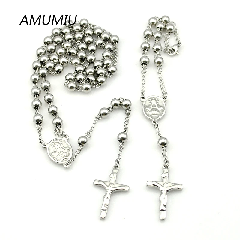 AMUMIU Stainless Steel Rosary Bracelet Necklace Sets Beads 2piece/Set Silver Color Cross Regilious Men Women Jewelry HZTZ074
AMUMIU Stainless Steel Rosary Bracelet Necklace Sets Beads 2piece/Set Silver Color Cross Regilious Men Women Jewelry HZTZ074
