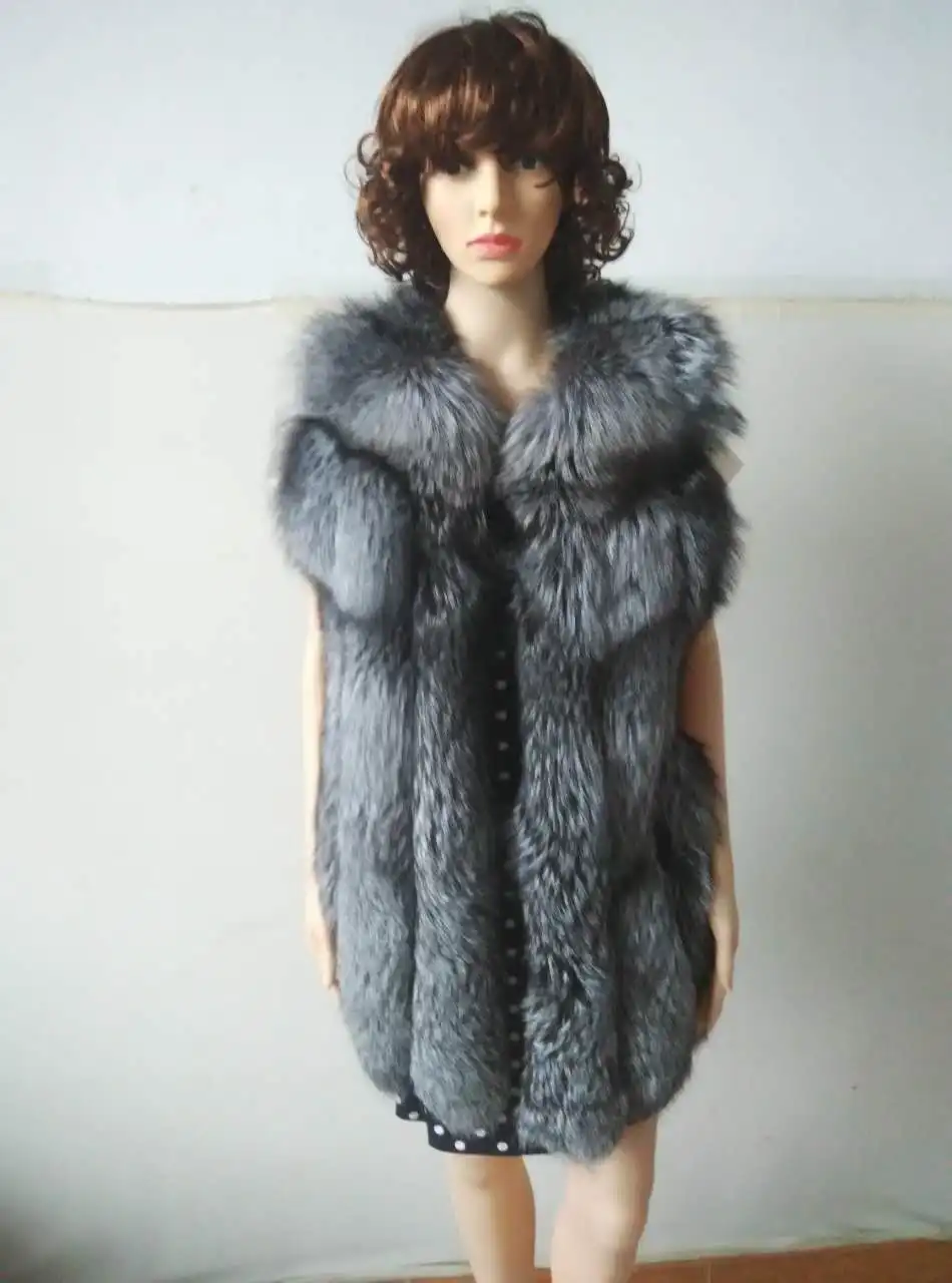 2017Women Real Natural Silver Fox Fur vest Jacket Winter Long Luxury Fox Fur 80cm New fashion model
2017Women Real Natural Silver Fox Fur vest Jacket Winter Long Luxury Fox Fur 80cm New fashion model