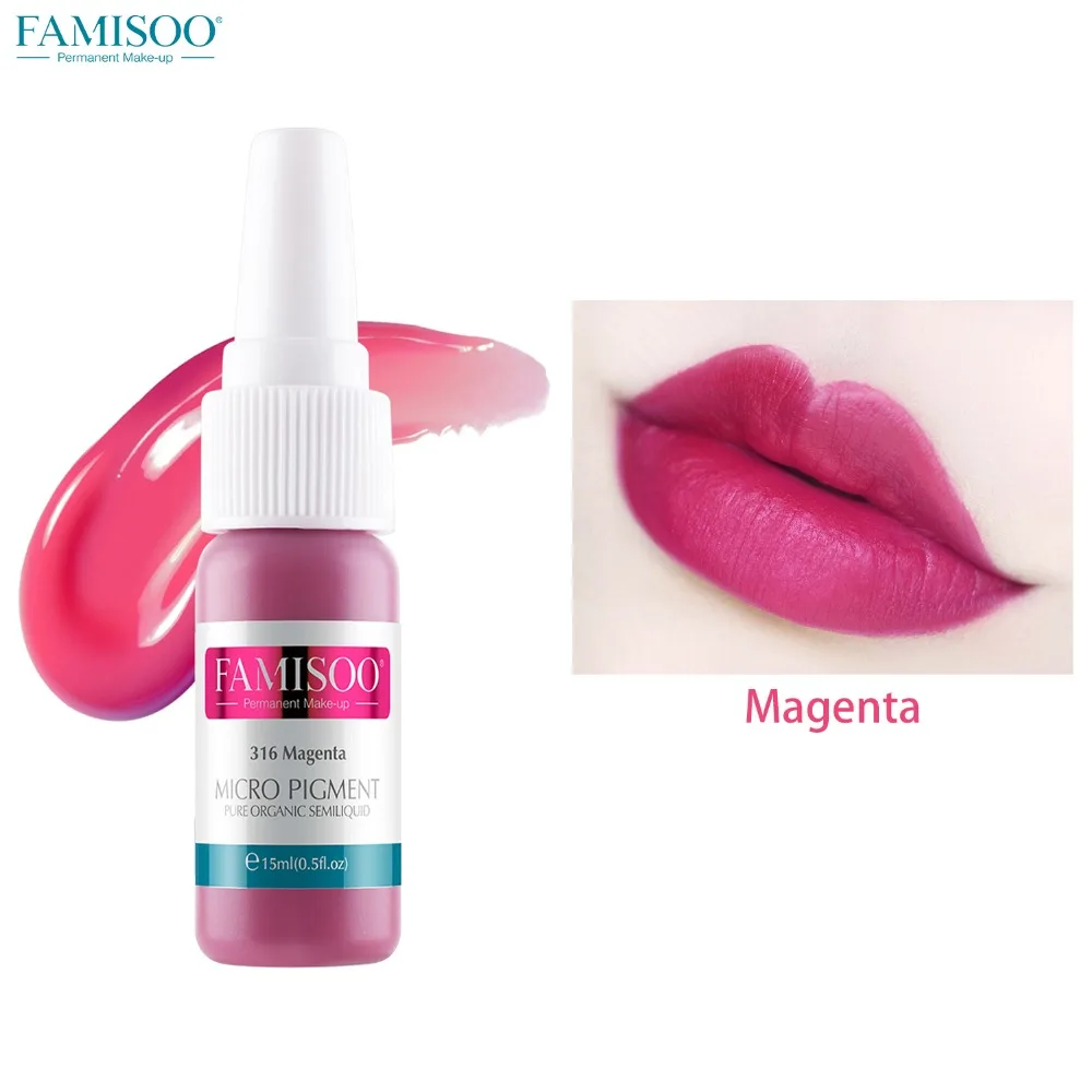 Famisoo 15ml Magenta Tattoo Ink Microblading Permanent Lip Makeup Pigment Tattoo pigmento Body Painting Ink for Tattoo Supplies
Famisoo 15ml Magenta Tattoo Ink Microblading Permanent Lip Makeup Pigment Tattoo pigmento Body Painting Ink for Tattoo Supplies
