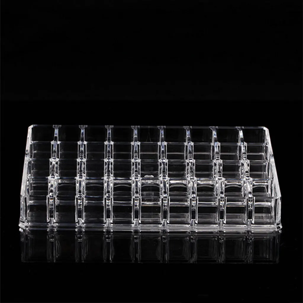 Clear Acrylic Makeup Organizer 4 Levels 36 Deep Slots Lipsticks Lip Gloss Nail Polish Cosmetic Storage Case Display Holder Stand