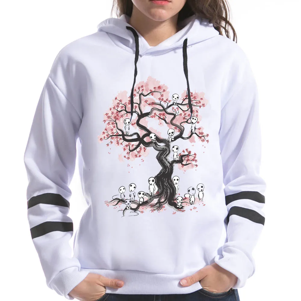 2020 Peach Blossom Print Female Sweatshirt Hooded Long Sleeve Harajuku Chinese style Hoodies Women funny Tops | Женская одежда