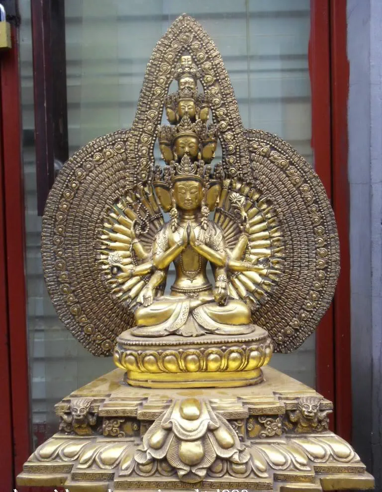 

25"Tibet Tibetan Buddhism Bronze Gilt 1000-Arm Avalokiteshvara Kwan-yin Statue free shipping