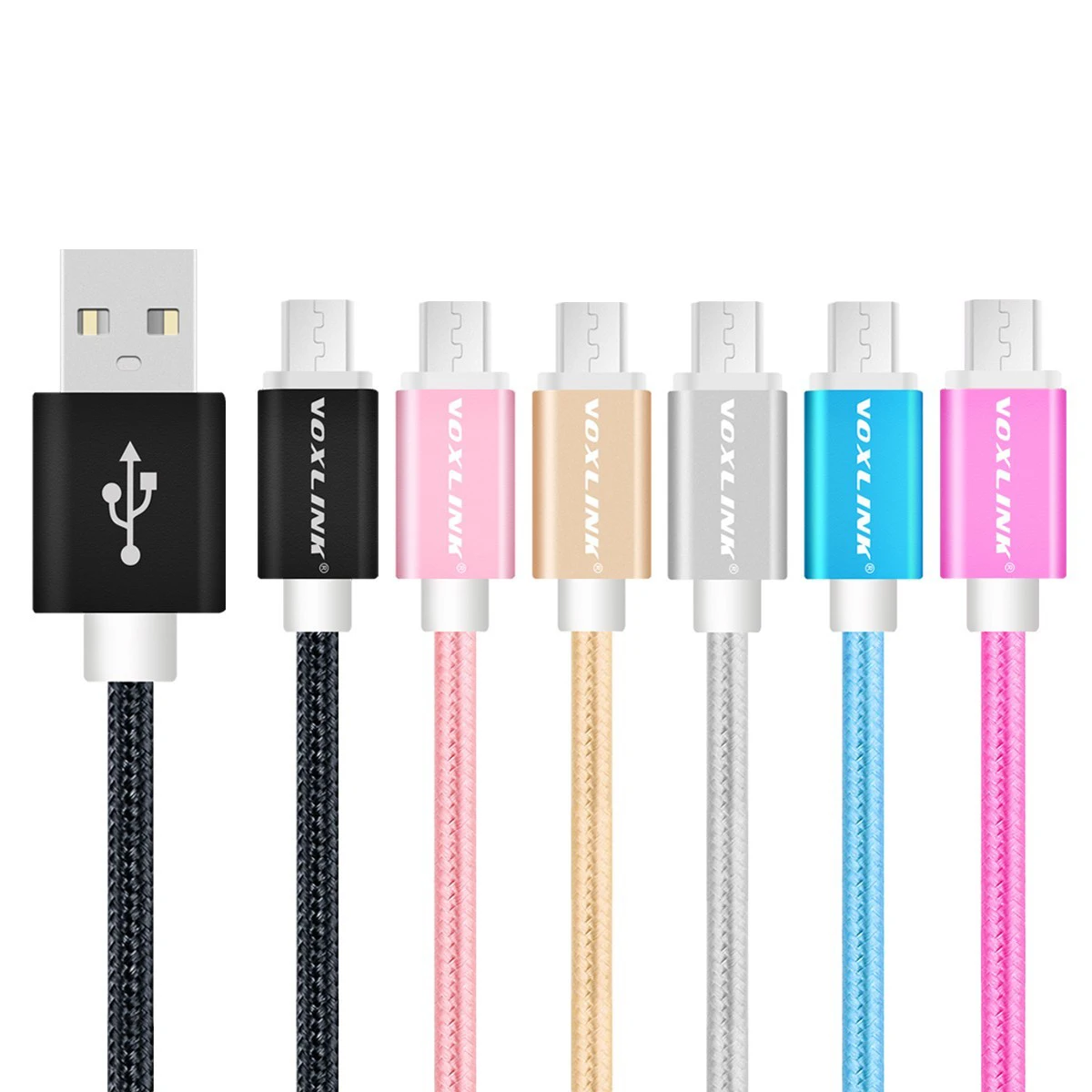 Voxlink Nylon Braided Micro USB Charging Sync Data Cable 0.5M/1M/2M/3M