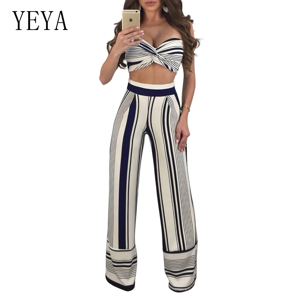 YEYA Striped Womens Jumpsuit Rompers Strapless V Neck Wide Leg Pants Trousers Elegant Jumpsuit Party Overalls Sexy Two Piece Set
YEYA Striped Womens Jumpsuit Rompers Strapless V Neck Wide Leg Pants Trousers Elegant Jumpsuit Party Overalls Sexy Two Piece Set