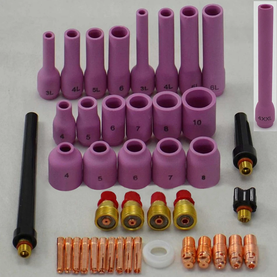 TIG Gas Lens KIT iron Tool Combination,Back Cap Collet Body Fit TIG Welding Torch SR WP 9 20 25, 43PK
TIG Gas Lens KIT iron Tool Combination,Back Cap Collet Body Fit TIG Welding Torch SR WP 9 20 25, 43PK
