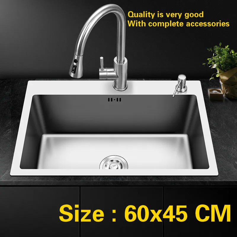 

Free shipping Household balcony kitchen manual sink single trough 304 food grade stainless steel hot sell standard 60x45 CM