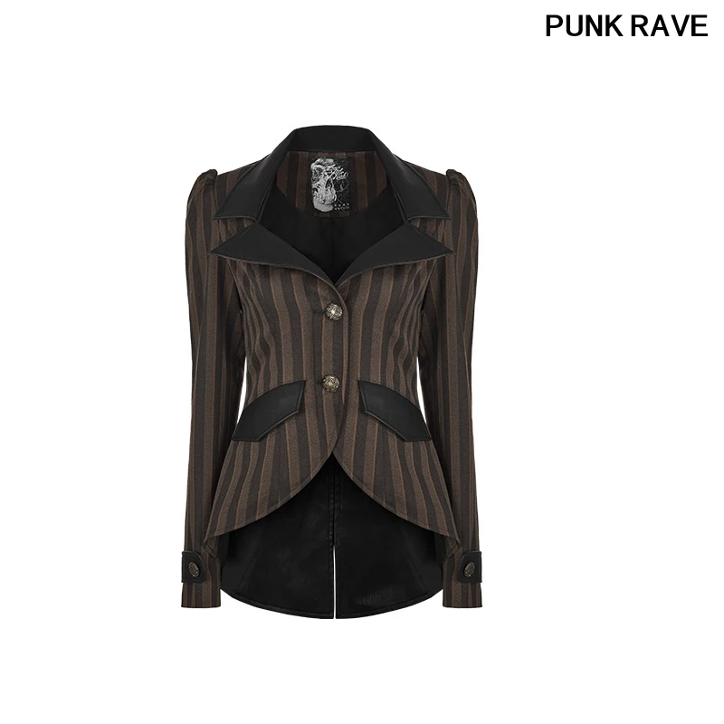 High-low Style Vented Flap Hem Women coat Steam Punk The Back Whole Pieces Decorated Metal Buttons Jacket PUNK RAVE WY-822XDF
High-low Style Vented Flap Hem Women coat Steam Punk The Back Whole Pieces Decorated Metal Buttons Jacket PUNK RAVE WY-822XDF