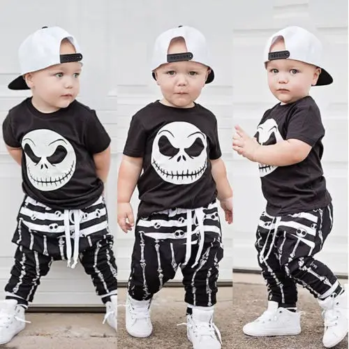 New Halloween Skull Clothes Set Baby Boy Cotton T-shirt Top Harem Pant Black&White Infant Outfit Children Tracksuit Set
New Halloween Skull Clothes Set Baby Boy Cotton T-shirt Top Harem Pant Black&White Infant Outfit Children Tracksuit Set