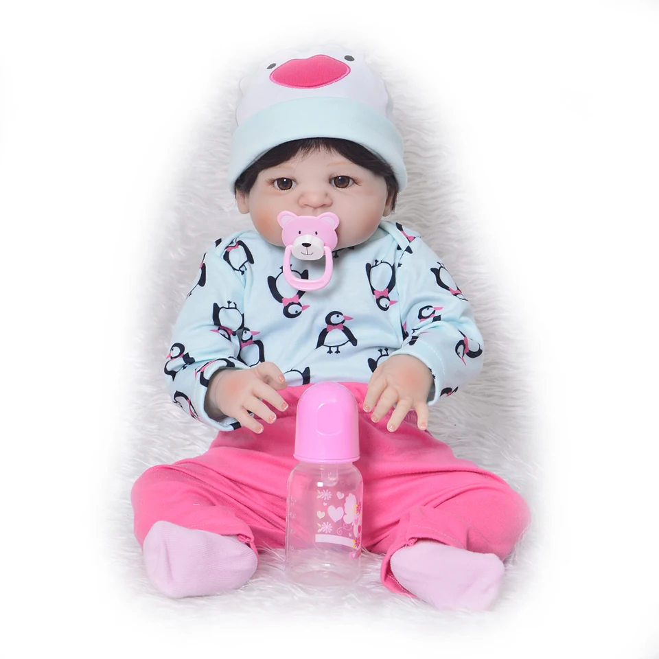 Фото 23 дюймов полный Силиконовый Reborn Girl Baby Doll игрушки Реалистичные Новорожденные