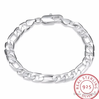 LEKANI 8mm Men Figaro Chain Bracelet 925 Silver Cuff Bangles 925 Sterling Silver Fine Jewelry 8 inch Link Bracelet for Men
LEKANI 8mm Men Figaro Chain Bracelet 925 Silver Cuff Bangles 925 Sterling Silver Fine Jewelry 8 inch Link Bracelet for Men
