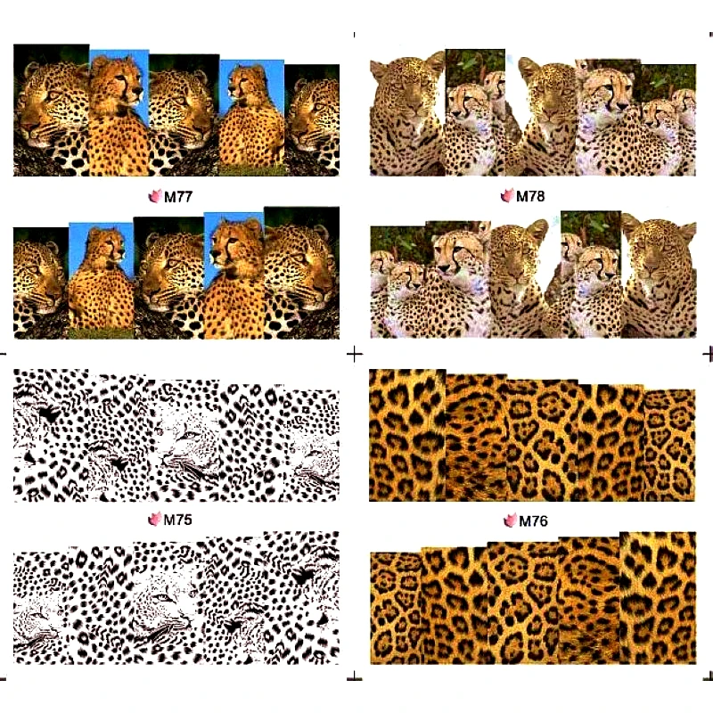 4 PACKS / LOT Nail Art Water Transfers Stickers Nail Decals TIGER LEOPARD SKIN FULL COVER FUR PATTERN M075-M078 
4 PACKS / LOT Nail Art Water Transfers Stickers Nail Decals TIGER LEOPARD SKIN FULL COVER FUR PATTERN M075-M078