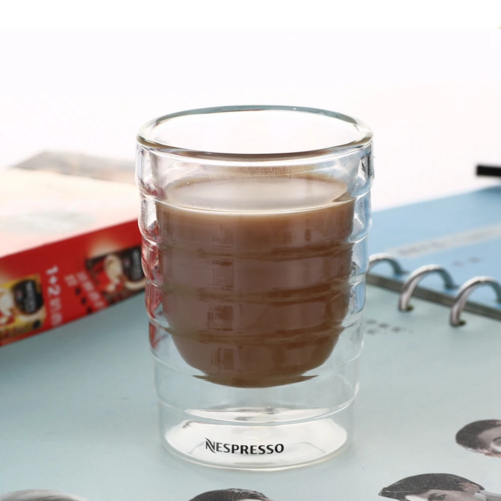 

6pcs/lot Caneca Hand Blown Double Wall Whey Protein Canecas Nespresso Coffee Mug Espresso Coffee Cup Thermal Glass 150ml