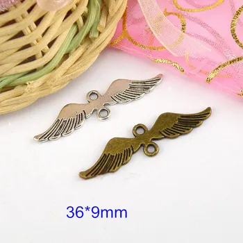 75 Pcs New DIY Fashion Jewelry Findings and Components Vintage Bronze / Silver Metal Angel Wing Charm Connectors 36*9mm
75 Pcs New DIY Fashion Jewelry Findings and Components Vintage Bronze / Silver Metal Angel Wing Charm Connectors 36*9mm
