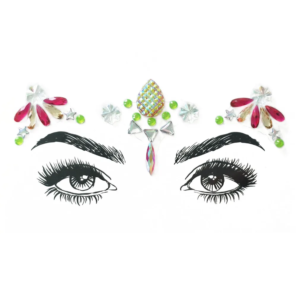

Acrylic Resin Drill Stick Bindi Sticker Handpicked Bohemia Style Face Eyes DIY Jewels Forehead Stage Decor Party Glitter Sticker