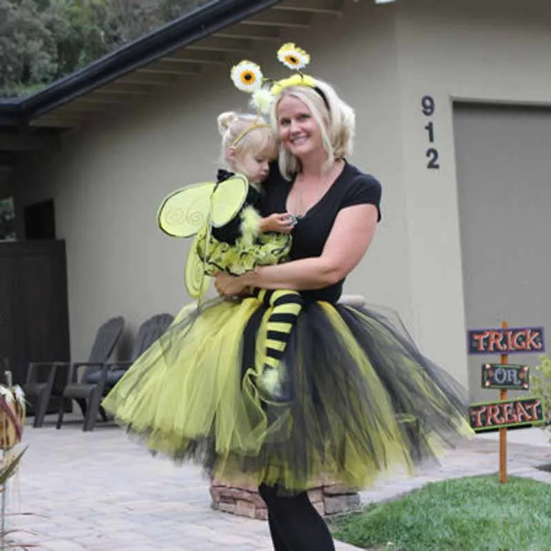 

Bumble Bee Tulle Tutu Skirt Custom Made Ball Gown Ballet Dance Midi Skirt Mixed Color Black and Yellow Tutu Prom Costume