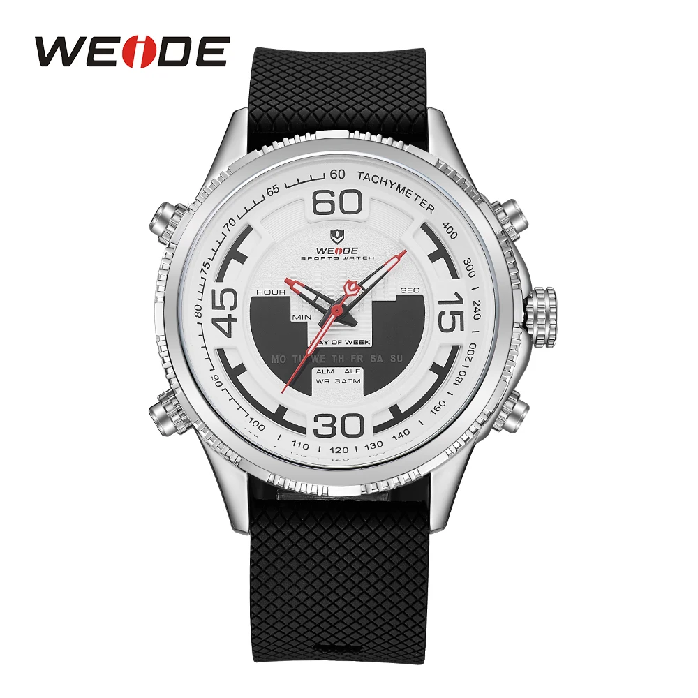WEIDE Military Mens Sports Analog Digital Display Back Light Date Quartz Stopwatch Chronograph Silicone Band Strap Wristwatches
WEIDE Military Mens Sports Analog Digital Display Back Light Date Quartz Stopwatch Chronograph Silicone Band Strap Wristwatches