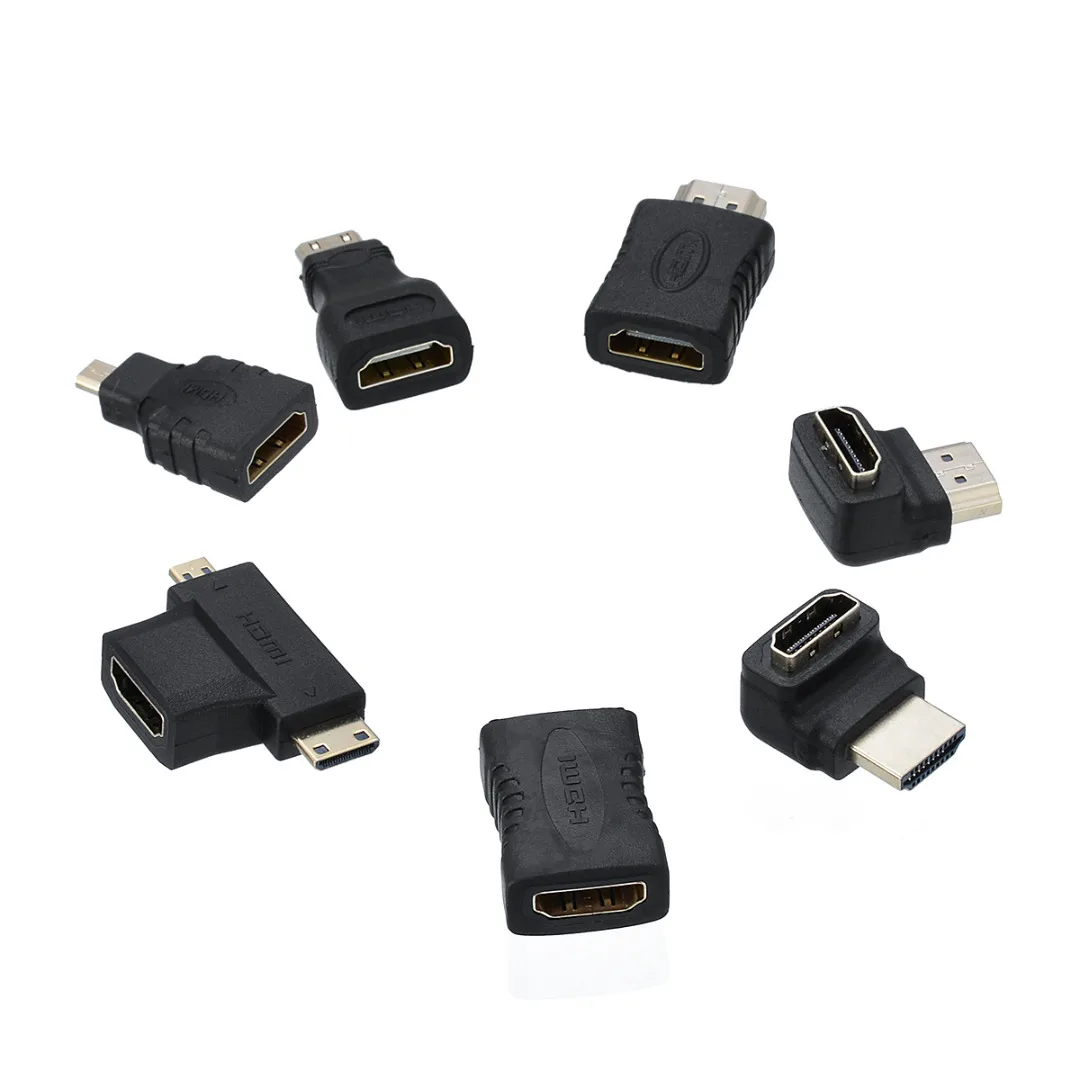 6pcs 2 in 1 HDMI Adapter kit High Quality HDMI Mini Micro Adapter Extender Converter Connector Kits for HDTV