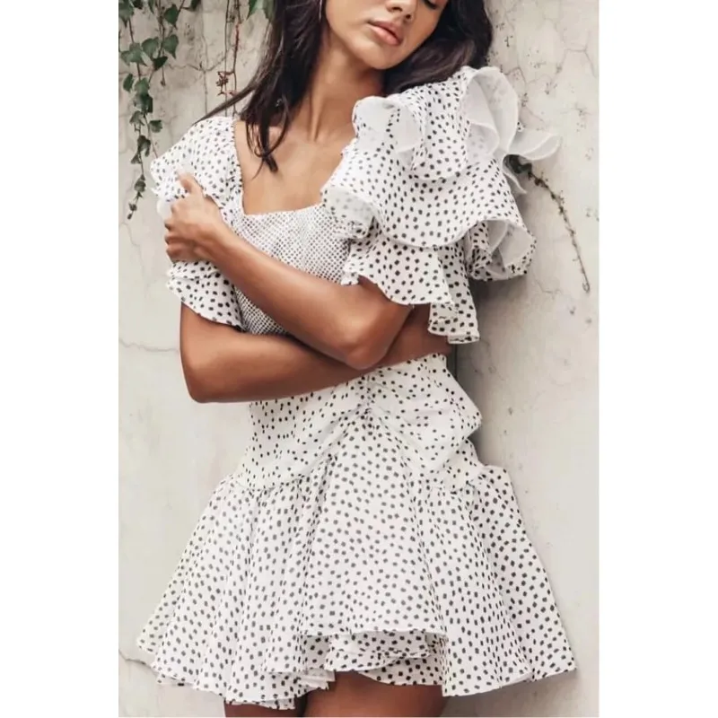 EXCOSMIC Boh Off Shoulder Butterfly Sleeve Dot Print Patchwork women dress Pleated party Ruffles Sexy Summer Ranway Dresses
EXCOSMIC Boh Off Shoulder Butterfly Sleeve Dot Print Patchwork women dress Pleated party Ruffles Sexy Summer Ranway Dresses