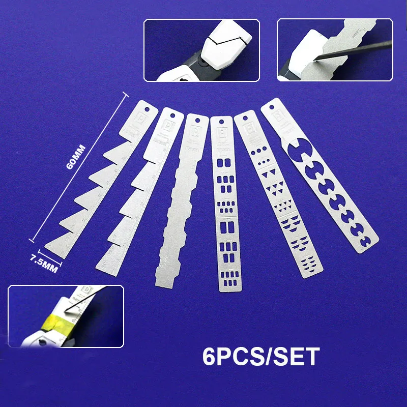 6pcs/set Science Fiction Model Detail Modification Line Auxiliary Stainless Steel Angle Calibration Calipe
6pcs/set Science Fiction Model Detail Modification Line Auxiliary Stainless Steel Angle Calibration Calipe