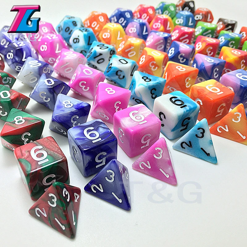 High Quality Double-Color Effect Dice Set D4 D6 D8 D10 D12 D20 7pc/lot for RPG Board Game with Friends Family
High Quality Double-Color Effect Dice Set D4 D6 D8 D10 D12 D20 7pc/lot for RPG Board Game with Friends Family