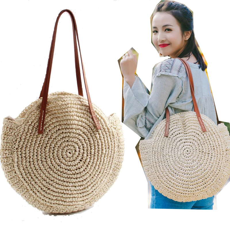 Summer Straw Beach Bag Vintage Handmade Round Shoulder Bags Raffia Circle Rattan Bags Bohemian Vacation Casual Woven Handbags B1
Summer Straw Beach Bag Vintage Handmade Round Shoulder Bags Raffia Circle Rattan Bags Bohemian Vacation Casual Woven Handbags B1