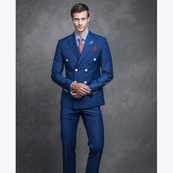 Elegant slim Blue Mens Suit 2018 Handmade Peak Lapel Double Breasted Groom men Wedding Suits man terno masculino (Jacket+Pants)
Elegant slim Blue Mens Suit 2018 Handmade Peak Lapel Double Breasted Groom men Wedding Suits man terno masculino (Jacket+Pants)