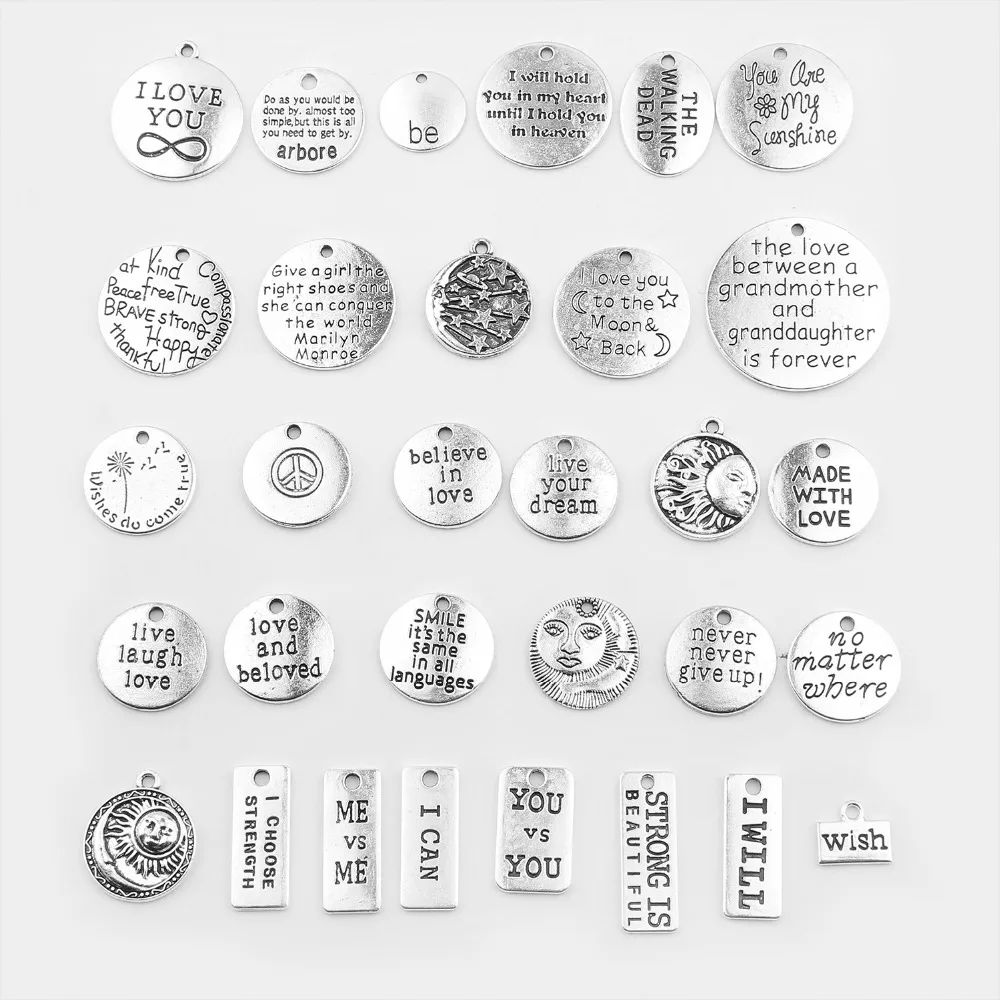 Vinswet 31Pcs Mixed Antique Silver Hanging Tags Spacer Charm Pendants for Bracelet Jewelry DIY Charms Handmade bracelet Pendants
Vinswet 31Pcs Mixed Antique Silver Hanging Tags Spacer Charm Pendants for Bracelet Jewelry DIY Charms Handmade bracelet Pendants