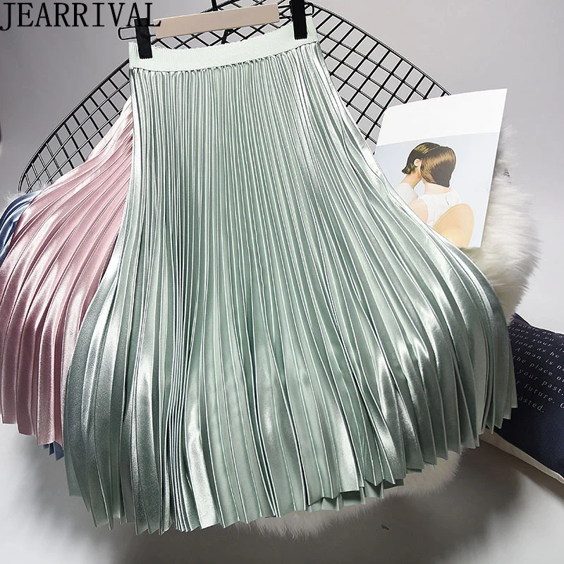Vintage Pleated Skirts Womens 2019 New Fashion High Waist Long Skirt Metallic Color Ball Gown Party Casual Maxi Skirt Saia Falda
Vintage Pleated Skirts Womens 2019 New Fashion High Waist Long Skirt Metallic Color Ball Gown Party Casual Maxi Skirt Saia Falda