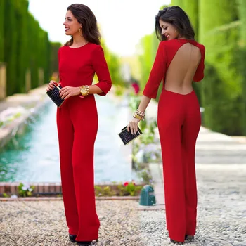 IASKY 2018 Fashion Long Rompers Womens Jumpsuit Round Collar Sexy three quarter sleeve blank sling backless jumpsuit 
IASKY 2018 Fashion Long Rompers Womens Jumpsuit Round Collar Sexy three quarter sleeve blank sling backless jumpsuit
