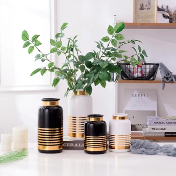 Minimalist Modern White Black Gold Luxurious Ceramic Vases Flower Ornaments Furnishing Home Decoration Jardiniere Simple Vase
Minimalist Modern White Black Gold Luxurious Ceramic Vases Flower Ornaments Furnishing Home Decoration Jardiniere Simple Vase