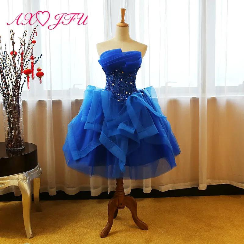 AXJFU flower blue lace evening dress princess beading ruffles blue evening dress short blue ball gown evening dress NY268
AXJFU flower blue lace evening dress princess beading ruffles blue evening dress short blue ball gown evening dress NY268