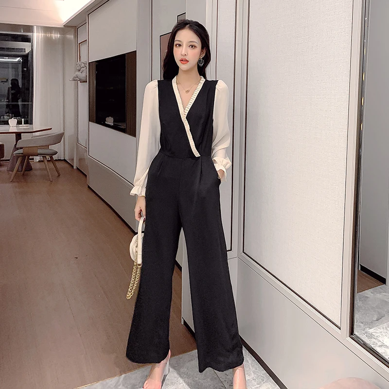 EAD Office Ladies Jumpsuit Women Autumn V Collar Suit Wide Leg Loose Long Pants Trousers Patchwork Casual Elegant Jumpsuits
EAD Office Ladies Jumpsuit Women Autumn V Collar Suit Wide Leg Loose Long Pants Trousers Patchwork Casual Elegant Jumpsuits