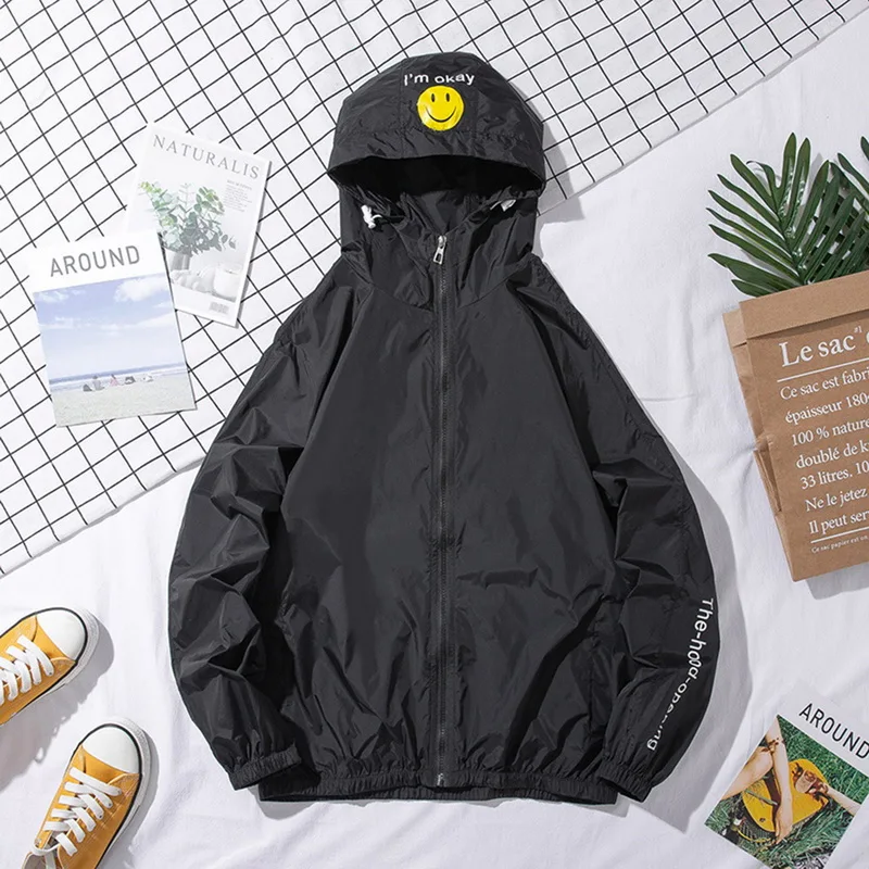 2019 Men Thin Hooded Jackets Smile Face Printed Pullover Jacket Fashion Tracksuit Coat Men Hip Hop Streetwear Jacket Men Clothes
2019 Men Thin Hooded Jackets Smile Face Printed Pullover Jacket Fashion Tracksuit Coat Men Hip Hop Streetwear Jacket Men Clothes