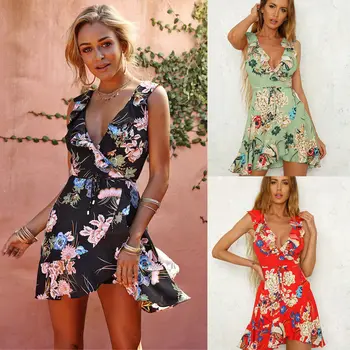 Boho Sweet Summer Women Ladies Dress Sundress 3 Style Ruffles Sleeveless Deep V-Neck Floral Print A-Line Mini Dress
Boho Sweet Summer Women Ladies Dress Sundress 3 Style Ruffles Sleeveless Deep V-Neck Floral Print A-Line Mini Dress