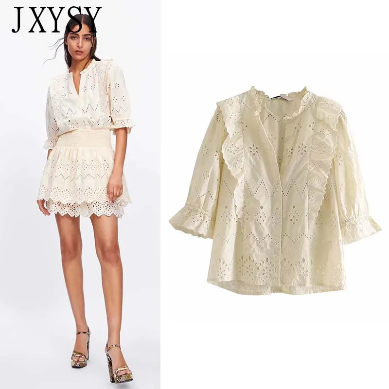 JXYSY 2019 blusas women mujer de moda england style hollow out embroidery shirt kimono blouse womens tops and blouses
JXYSY 2019 blusas women mujer de moda england style hollow out embroidery shirt kimono blouse womens tops and blouses