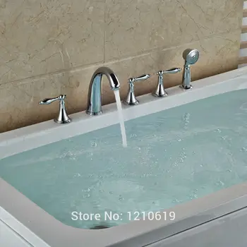 Newly Modern Style Deck-mount Bathtub Faucet w/ Handheld Shower Chrome Finish Shower Tub Mixer Faucet Tap
Newly Modern Style Deck-mount Bathtub Faucet w/ Handheld Shower Chrome Finish Shower Tub Mixer Faucet Tap