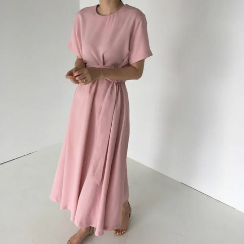 Korean Women Summer Long Solid chiffon Dress elegant A-line Bandage Maxi Vestidos Plus Size Casual Robe Femme Sukienki
Korean Women Summer Long Solid chiffon Dress elegant A-line Bandage Maxi Vestidos Plus Size Casual Robe Femme Sukienki
