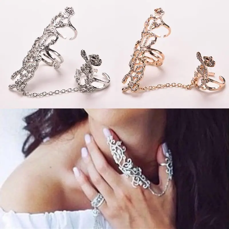 1 PCS Fashion Rhinestone Rose Flower Double Finger Rings Chain Link Ring Vogue For Women Lady Girl Jewelry Gifts 2Colors
1 PCS Fashion Rhinestone Rose Flower Double Finger Rings Chain Link Ring Vogue For Women Lady Girl Jewelry Gifts 2Colors