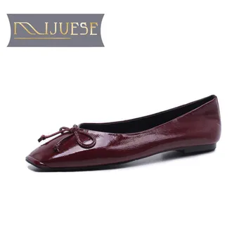 MLJUESE 2019 women flats cow leather wine red color bow-tied flats shoes spring autumn comfortable casual shoes party dress
MLJUESE 2019 women flats cow leather wine red color bow-tied flats shoes spring autumn comfortable casual shoes party dress