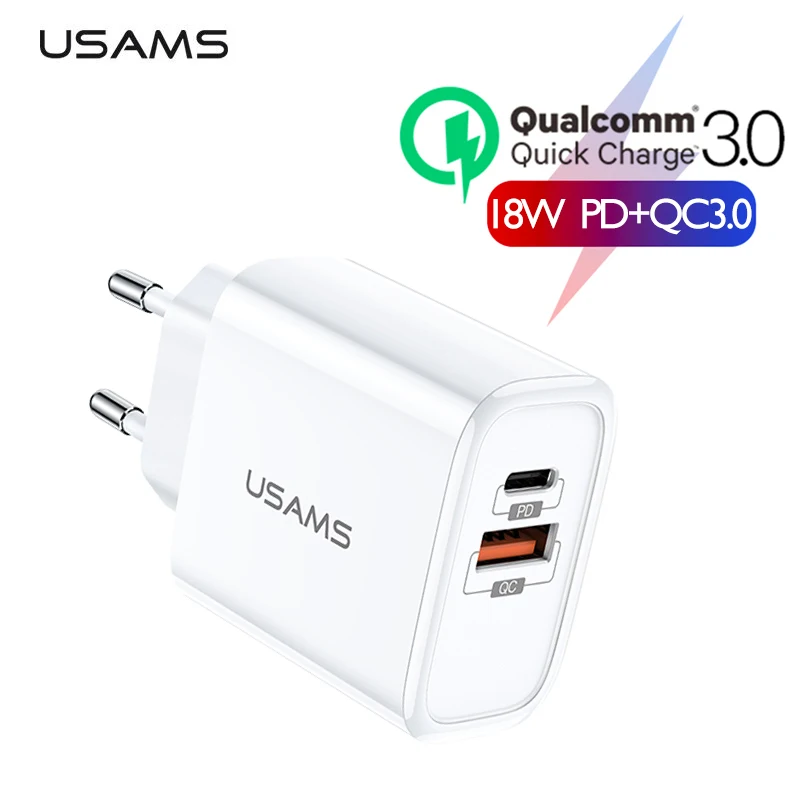 USAMS Quick Charge QC3.0 PD3.0 USB Charger for iPhone X EU US Plug Mobile Phone Fast Charger for Samsung Single USB Wall Charge
USAMS Quick Charge QC3.0 PD3.0 USB Charger for iPhone X EU US Plug Mobile Phone Fast Charger for Samsung Single USB Wall Charge