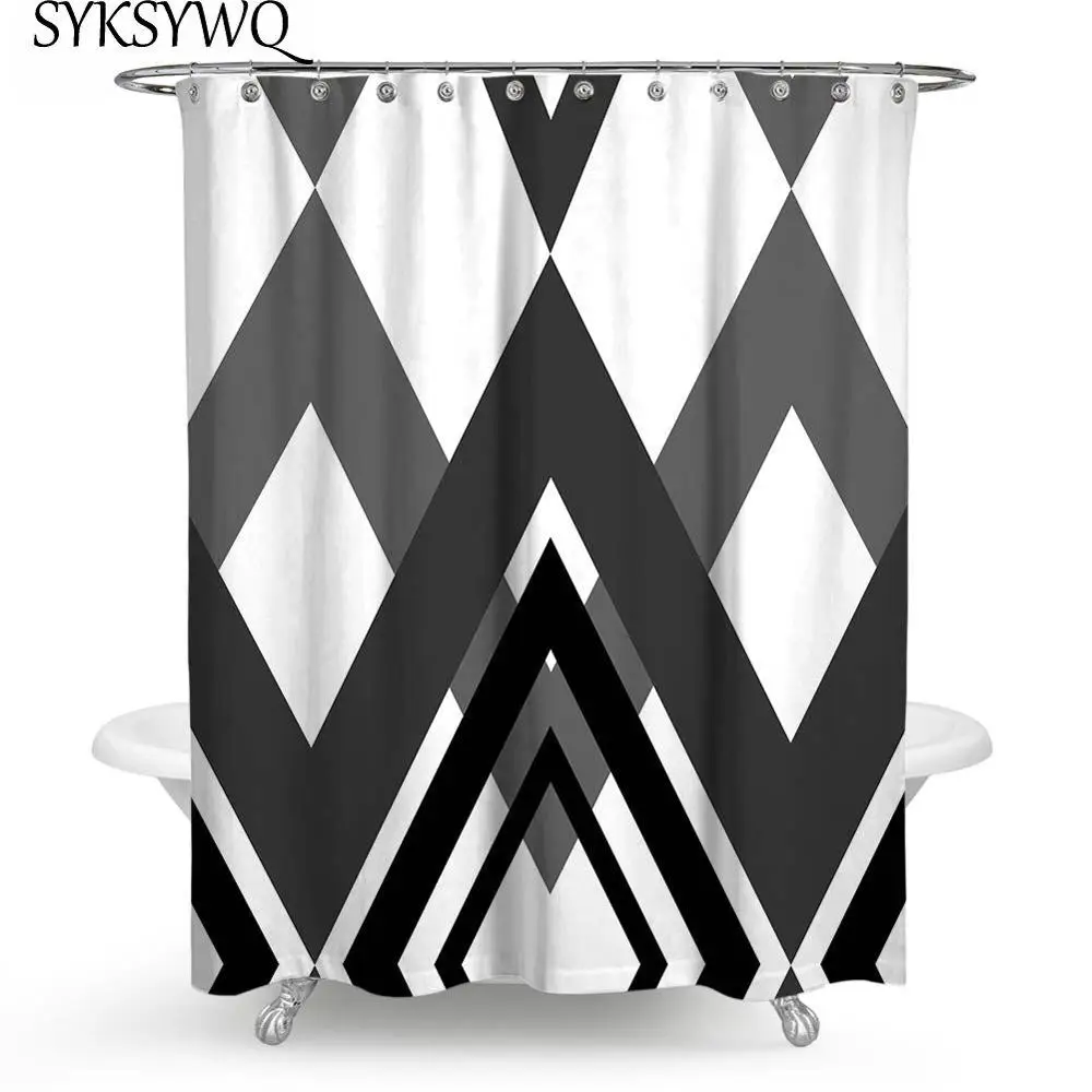 Grey Shower Curtain Black And White Bath Curtain Fabric Geometrical Douchegordijn 3D Waterproof Polyester Simple Bathroom Decor
Grey Shower Curtain Black And White Bath Curtain Fabric Geometrical Douchegordijn 3D Waterproof Polyester Simple Bathroom Decor