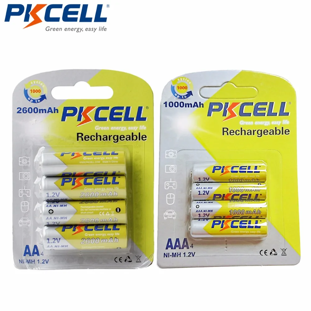 PKCELL 1.2V Ni-MH Rechargeable Batteries 4Pcs 2600mAh AA Battery+4Pcs 1000mAh AAA Batteries
PKCELL 1.2V Ni-MH Rechargeable Batteries 4Pcs 2600mAh AA Battery+4Pcs 1000mAh AAA Batteries