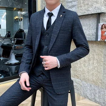 Suit 3 piece jacket + vest + pants men's spring and autumn sanding British style Slim high-end large size suit suit male blazer
Suit 3 piece jacket + vest + pants men's spring and autumn sanding British style Slim high-end large size suit suit male blazer